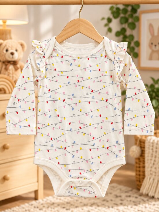 GAP Other - Baby Gap Christmas Lights Ruffle Bodysuit 3-6M Long Sleeve Holiday